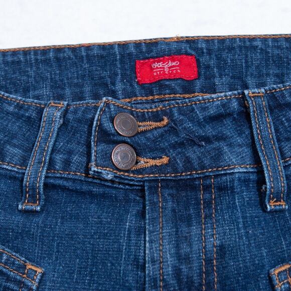 Mossimo Jeans Womens 5 - 27x26.5 Bootcut Patch Pockets Dark Blue Wash - Picture 6 of 12